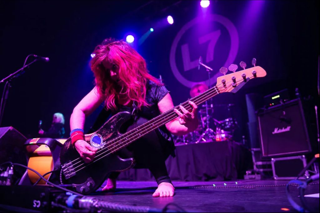 Jennifer Finch 2024 - Live in Atlanta L7 May Daze Tour Bass Player Bare Foot Photo by HilleryTerenzi