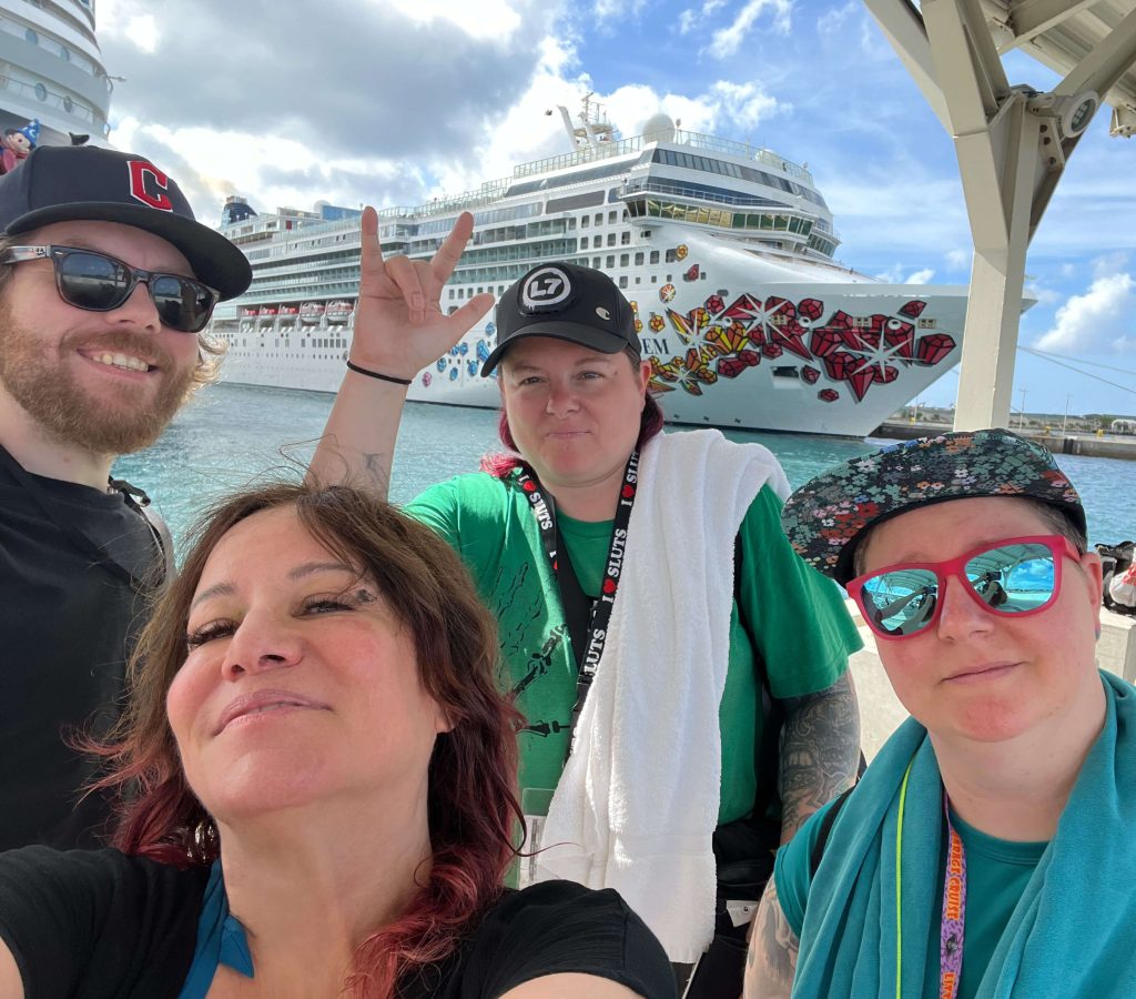 Jennifer Finch in front of cruise ship 2025