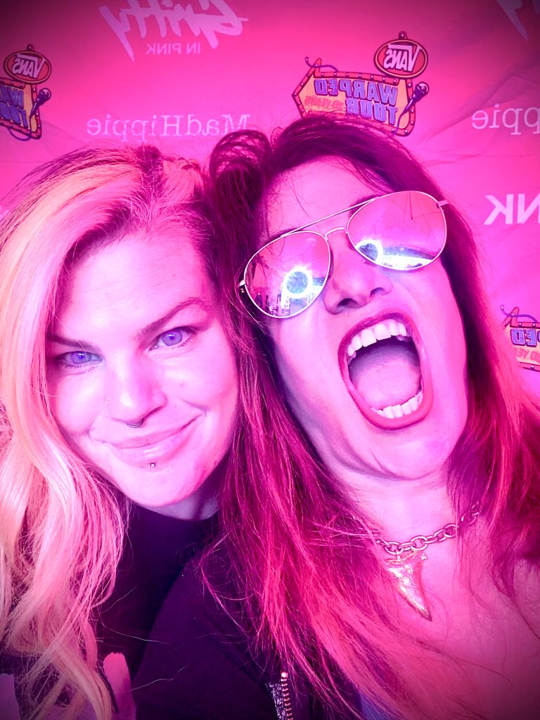 Megan Storm and Jennifer Finch at the Warped Pre-show party