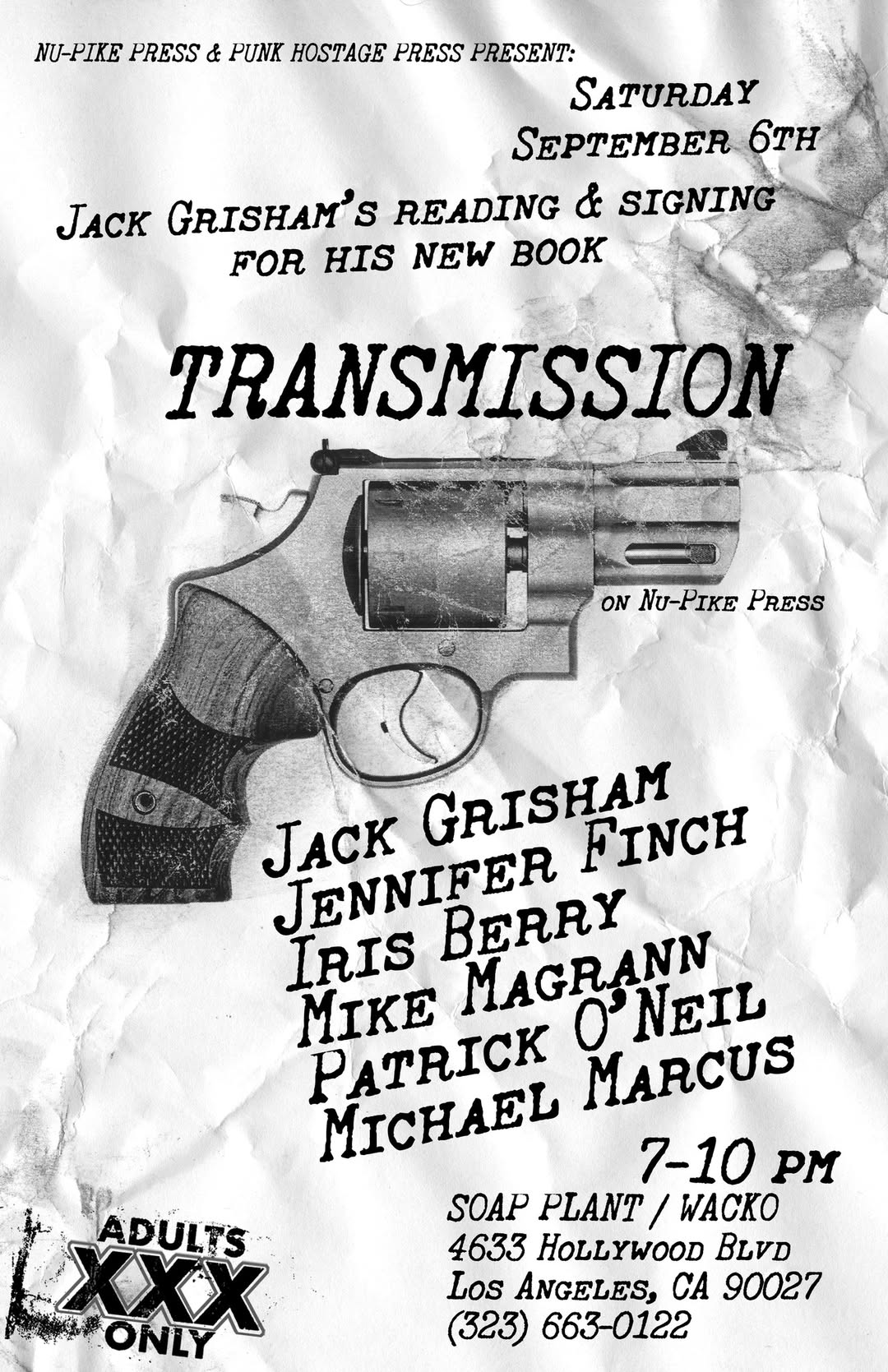 (IN-PERSON READING) 2025-09-06 Jennifer Finch, Iris Berry, Jack Grisham, readings of author Jack Grisham